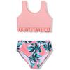 Arshiner Bikini Set Ragazze Bikini Bottom Bustier con Balze Tankini per Bambina Costumi da Bagno Due Pezzi Estate Stampa Floreale Costume da Bagno da Spiaggia e Surf Rosa 7-8 Anni