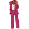 shownicer Tailleur Donna Eleganti Pantaloni e Giacca da Cerimonia Completo Blazer a Maniche Lunghe Tuta Elastici in Vita Set di Abiti in Tinta Unita Due Pezzi Elegante Suit A Rosa XXL