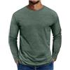 ORANDESIGNE Tshirt Uomo Cotone Manica Lunga Maglietta Basico Girocollo Maglia Basic T-Shirt Palestra Casual Sportiva Leggera A Army Green L