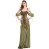 pvucpot Costume da Fatina, con Abito e Ali Vestito Medievale Donna Vintage Costume Halloween Maniche Corte Principessa Lungo Vestito da donna da fata dei fiori, costume per Halloween
