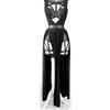 Generic Set Gonna Estiva retrò Goth Club da Donna Senza Maniche Collant Neri Gonna Divisa in Rete-Nero-S
