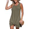 CUPSHE, copricostume da donna senza maniche, in maglia waffle, ideale per la spiaggia, mini abito attorcigliato, Verde militare, M