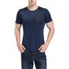 MOONSIYU Magliette da Uomo in Seta Morbida a Maniche Lunghe e Corte, in Pura Seta, Respirabile, con Scollo a V, Sottoveste, Top, blu navy, XS