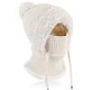 TAGVO Cappelli Donna Inverno Berretto Donna in Maglia, Cappello Beanie in Pile Berretto con Pom Pom, Regolabile Slouchy Berretto da Sci con Coulisse Passamontagna Donna per attività all'aperto