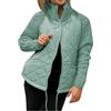 Generic Giacca trapuntata a maniche lunghe da donna, in maglia, con cerniera, trapuntata, con colletto alla coreana, Ciano, XXL