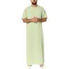 RUMAOZIA Abbigliamento musulmano Uomo Caftano Cotone Lino Manica Corta Abaya Maxi Abito Camicia Da Notte Retro Arabi Abbigliamento Islamico Preghiera Abbigliamento per Uomo Etnico Ramadan Robe, verde