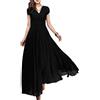 ORANDESIGNE Vestiti della Sera Lungo da Donna Abito Cerimonia in Chiffon Abito da Damigella d'Onore Scollo a V Abito da Cocktail Party Abito Estivo a Maniche Corte A Nero XXL