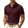 Lovraj Breeze - Polo da uomo a maniche corte, traspirante, testurizzata, comfort fit, estiva, con tasca sul petto, taglio dritto, da golf, per tutti i giorni, ufficio e attività all'aperto, Vino, XL