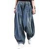Czoom Pantaloni casual da donna a palloncino Pantaloni larghi in denim a vita media con gamba larga Jeans larghi a barilotto allentato Y2k con tasche