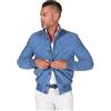 D'Arienzo Bomber in Pelle Uomo Camoscio Celeste Renna Giubbino Vera Pelle Alex Bottoni