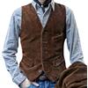 ZDSUHYIW Elegante velluto a coste da uomo, gilet da uomo, a bone, business, gilet senza maniche, per affari, matrimonio, formale, festa di matrimonio, in cotone, classico, tinta unita, marrone, M