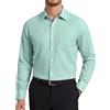 HISDERN Camicia Uomo Elegante Verde Menta Camicie da Uomo Manica Lunga di Cotone con Taschino Bottoni Regular Fit Formale Tinta Unita No Stiro 4XL