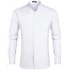 HISDERN Camicia Bianca Uomo Manica Lunga Elegante Camicia Collo Coreana Uomo Cotone Gemelli Camicie con Tasca de Casual Business Matrimonio M