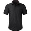 HISDERN Camicia da Uomo Maniche Corte Estiva Camicie Casual Colore Solido Spiaggia Vacanza Camicia con Tasca Regular Fit