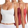 Generico 3 Pezzi Canotta con Reggiseno Donna Incorporato Cotone Tank Top Canottiera Casual Canotta di Base Scollo a V Cami Camisole Spalline Regolabili Tank Shirt Senza Maniche Camicia Imbottita Canottiera