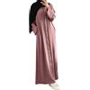 Generic Abaya - Abito da donna musulmano a maniche lunghe, un pezzo, abito da preghiera, modesto, caftano donna, lunghezza intera, regalo per Ramadan, arabo, 61-rosa, L