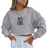 ORANDESIGNE Felpa Corte con Cappuccio con Stampa da Donna Ragazza Sweatshirt Manica Lunga Y2K E-Girl Pullover Casual Harajuku Streetwear Crop Top T-Shirt Sportiva H Grigio L