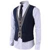 STTLZMC Gilet Uomo Slim Fit Elegante Casual Smanicato Scollo a V Panciotto Matrimonio Corpetto 2in1 Blazer(Niente Camicia),Blu,Small