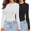 Ekouaer Donna Confezione da 2 Maglie a Maniche Lunghe Girocollo Camicie Termiche Set Elasticizzato Aderente Sottoscrubs Layer Tee XS-XXL