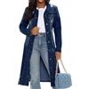 ORANDESIGNE Cappotti Lunghi da Donna in Denim Trench con Cintura Cappotto da Giacca di Jeans Lungo Giubbotto Vintage Blu Strappato a Maniche Lunghe Con Bottoni Transizione Capispalla