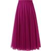 shownicer Gonna Donna Elegante Elastica A-Linea a Strati Abito Lungo a Pieghe in Tulle Motivo Floreale Gonne Midi in Pizzo a Vita Alta Orlo alla Caviglia Casual A Rose Rosso XL