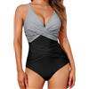Generico Costume Modellante Donna Pancia Piatta Costume da Bagno da Donna 2024 Primavera/Estate Nuovo Tinta Unita a Vita Alta Sexy con Scollo a V Aperto sul Costumi Interi Pancia Piatta (Grey, M)