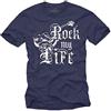 MAKAYA Maglitta Chitarra -Rock My Life - T-Shirt Vintage Uomo Blu M