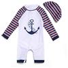 BONVERANO Baby Ragazzo Costume intero 3/4 lunghezza manica Protezione UV 50+ con cerniera…, bianco, 9-12 Mesi