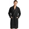 Get Trend Accappatoio Uomo M-3XL, Collo a Scialle Cialda Accapatoio, Leggero Vestaglia con Cintura Annodata, Regalo Uomo (2XL, Nero)