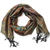 ufash Sciarpa in 100% seta Pashmina dall'India per donna e uomo, motivo Paisley, 160 x 35 cm - fazzoletto in seta pura, marrone 2