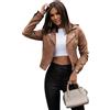 Peuignao Giubbotto Ecopelle Donna Giubbino Ecopelle Giacca Pelle Scamosciata Giubbotto Similpelle Biker Giubbini Moto Leather Jacket Giacche Finta Pelle Pu Bikers Giacca Giubbotti Moto Donna Primavera Cachi S