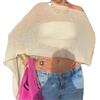 Betrodi Poncho da donna lavorato a maglia velata, scialle all'uncinetto, scialle monospalla, camicetta leggera