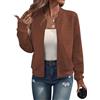 RUISHH Giacca da donna a maniche lunghe Giacca Casual Bomber Giubbotto Baseball Giacca Leggera con Cerniera Marrone M
