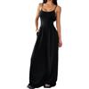 ticticlily Tuta Intera Donna Lunga Tutina senza Maniche con Spalline Jumpsuit Elastica Tute Slim Fit Elegante Sexy Playsuit B Nero XXL