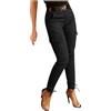 OBiQuzz Pantaloni cargo da donna a vita alta, pantaloni cargo skinny fit, pantaloni da lavoro, leggings elasticizzati, con tasche, skinny, elastico in vita, tasche laterali, leggings sportivi, pantaloni cargo