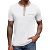 COOFANDY Camicia Henley a Maniche Corte da Uomo Henley Shirt Estiva Casual T-Shirt Maglietta con Tasca Bianco 3XL