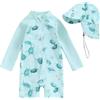 Happy Cherry Costume da Bagno Intero Ragazzi Bambini Protezione Solare UPF 50+ con Cappello da Sole Cartone 70-110cm
