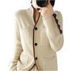 VATIVA - Cardigan da donna, 100% cashmere, autunno/inverno, colletto rialzato, casual, giacca lavorata a maglia