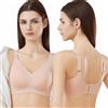 KBRPEY Reggiseno Senza Ferretto Donna Scollo a V Profondo Push Up Senza Cuciture Super Confortevole Morbido e Comodo con Cinghie Regolabili Bralette （Color Carne M）