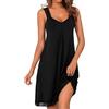 Uniexcosm Pigiama Sexy Abito da Notte Senza Maniche Camicia da Notte Donna Senza Manich Sottoveste Donna Sexy Nero S