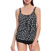 loginsummer 2 Pezzi Costume da Bagno Donne Tankini Sets per Le Donne Plus Size Alta Vita Blouson Tankini con Pantaloncini Tummy Control Costumi da Bagno（Fiore della griglia,EU46）
