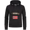 Geographical Norway Gymclass Men - Felpa Uomo con Cappuccio Tasca A Canguro Zip - Felpe Pullover Hoody Neve A Maniche Lunghe - Abito Ideale Primavera Estate Autunno Inverno (Nero L)