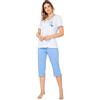 e.Femme® Pigiama da Donna 806 in Cotone e Modal Azzurro, 48