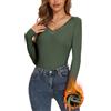 WOWENY Maglia Termica a Maniche Lunghe da Donna, Calda, con Scollo a V, Termica, da Donna, a Maniche Lunghe, Funzionale