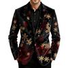 Generisch Giacca natalizia da uomo, in velluto a coste, divertente, con motivo natalizio, oversize, modello natalizio, abito da sera, giacche di Natale, abbigliamento festivo, blazer da uomo, P nero