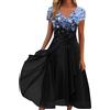MJGkhiy Vestito Donna Elegante Cerimonia Curvy Estivo Corto Manica Scollo V Vestiti Vintage Stampa Boemia Lunghi Abito Largo Casual Primavera Estate Midi Abitino Festa Cocktail Party Spiaggia