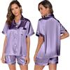 GAESHOW Pigiama Donna, Pigiami da Donna in Raso di Seta Pigiama Donna Corto Set Pigiama in Raso con Bottoni, 2 Pezzi Maniche Corte e Pantaloncini Casa Leggero Estivo S-XXL