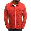 seiveini Giacca di Jeans Uomo Giubbotto in Denim con Bottone e Tasca Autunno Invernale Cappotto Trucker Jacket Vintage A Rosso XL