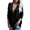 Onsoyours Maglione Donna Invernale Oversize Felpa Scollo a V Pullover Elegante con Incrociato Frontale Manica Lunga Maglioni Asimmetrica Maglia Casuale