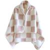 LIUYUYOUGO Poncho Donn Poncho Invernale Caldo Da Donna Coperta Scozzese In Flanella Di Pile Poncho Mantello Morbido E Caldo Indossabile Multiuso Soffice In Pile A Quadri Per Ufficio E Casa Rosa